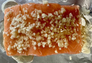 Movement: The Body and Recovery Prepped salmon before going under the broiler.